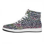 Colorful Leopard Print High Top Leather Sneakers