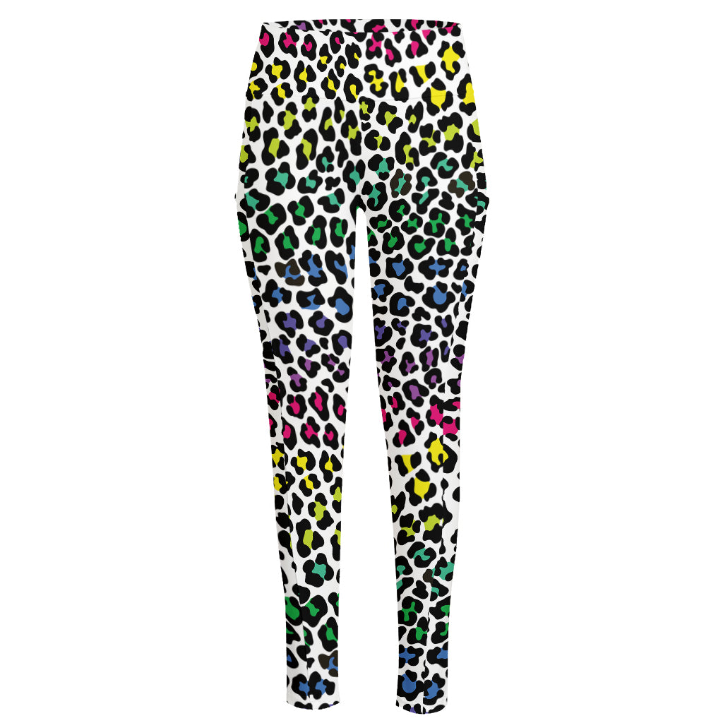 Colorful Leopard Print High-Waisted Pocket Leggings