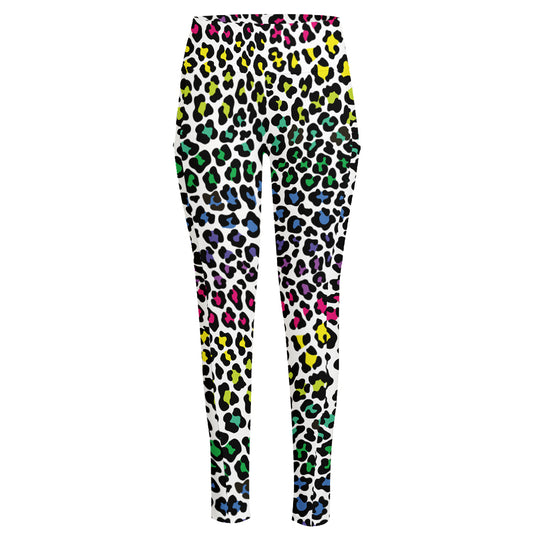 Colorful Leopard Print High-Waisted Pocket Leggings