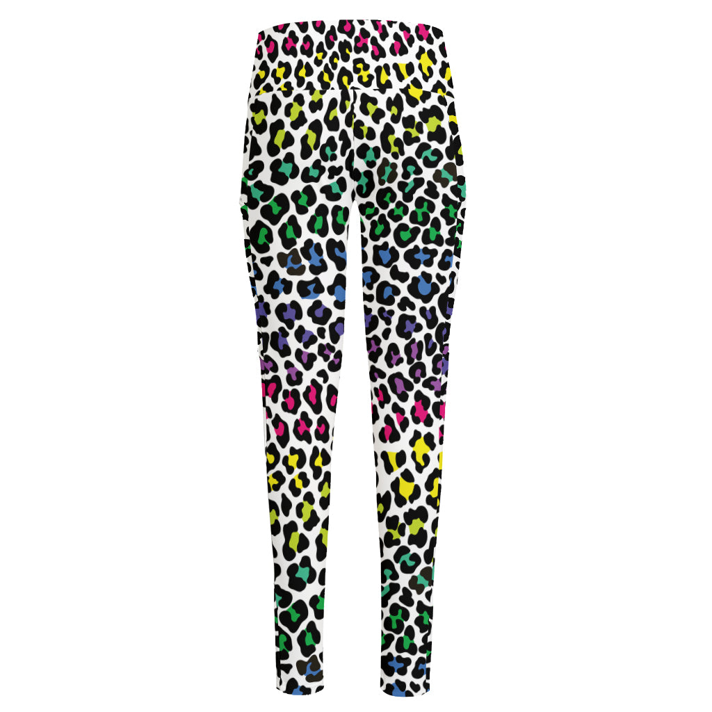 Colorful Leopard Print High-Waisted Pocket Leggings