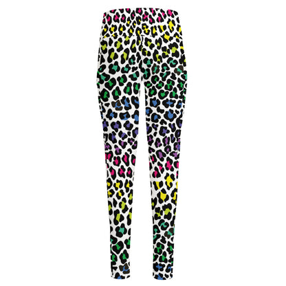 Colorful Leopard Print High-Waisted Pocket Leggings