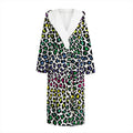 Colorful Leopard Print Hooded Bathrobe