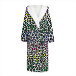 Colorful Leopard Print Hooded Bathrobe