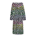 Colorful Leopard Print Hooded Bathrobe