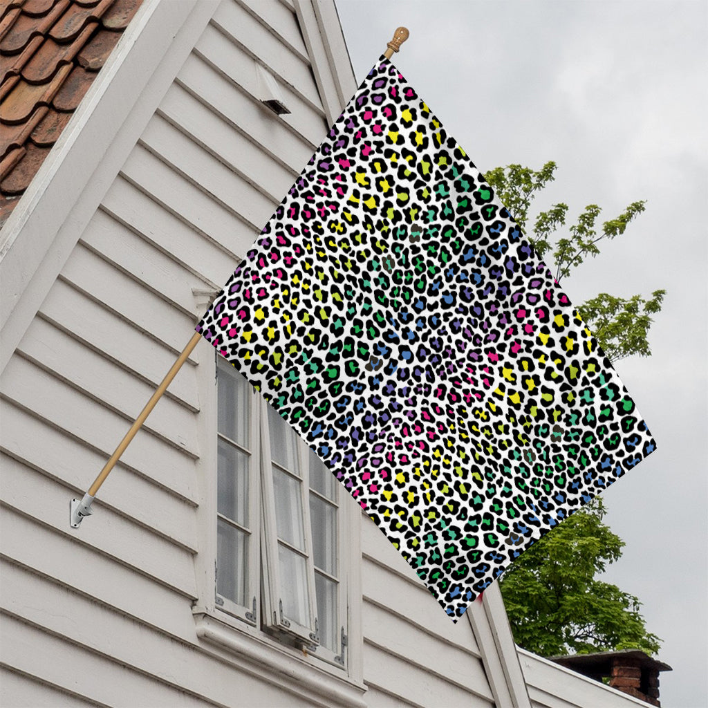 Colorful Leopard Print House Flag