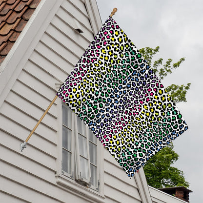Colorful Leopard Print House Flag