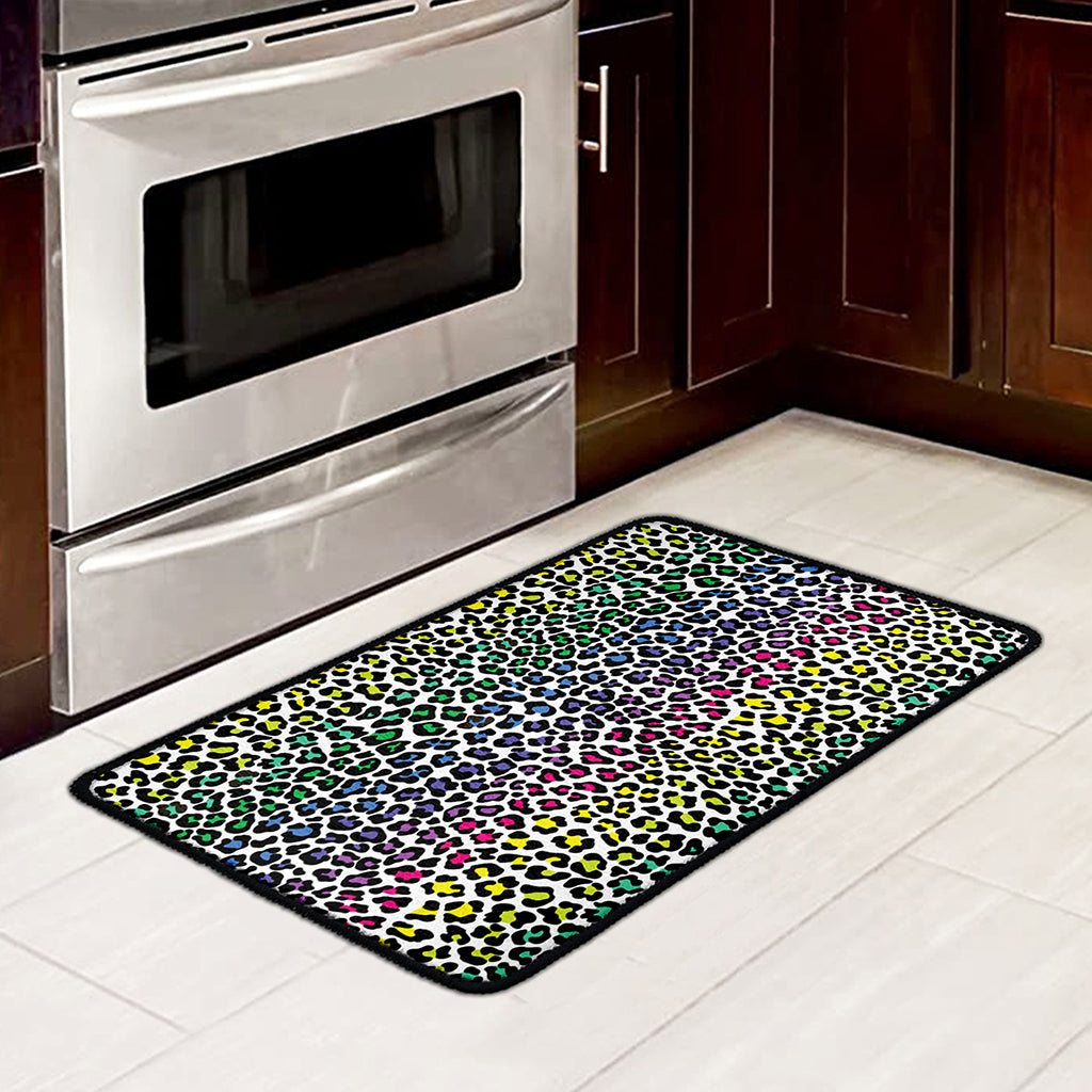 Colorful Leopard Print Kitchen Mat
