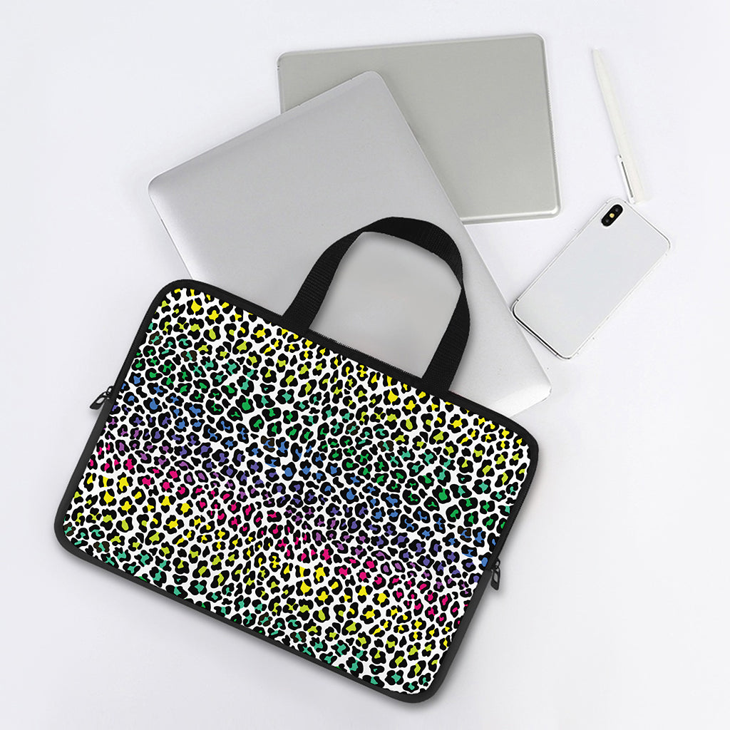Colorful Leopard Print Laptop Sleeve With Handle