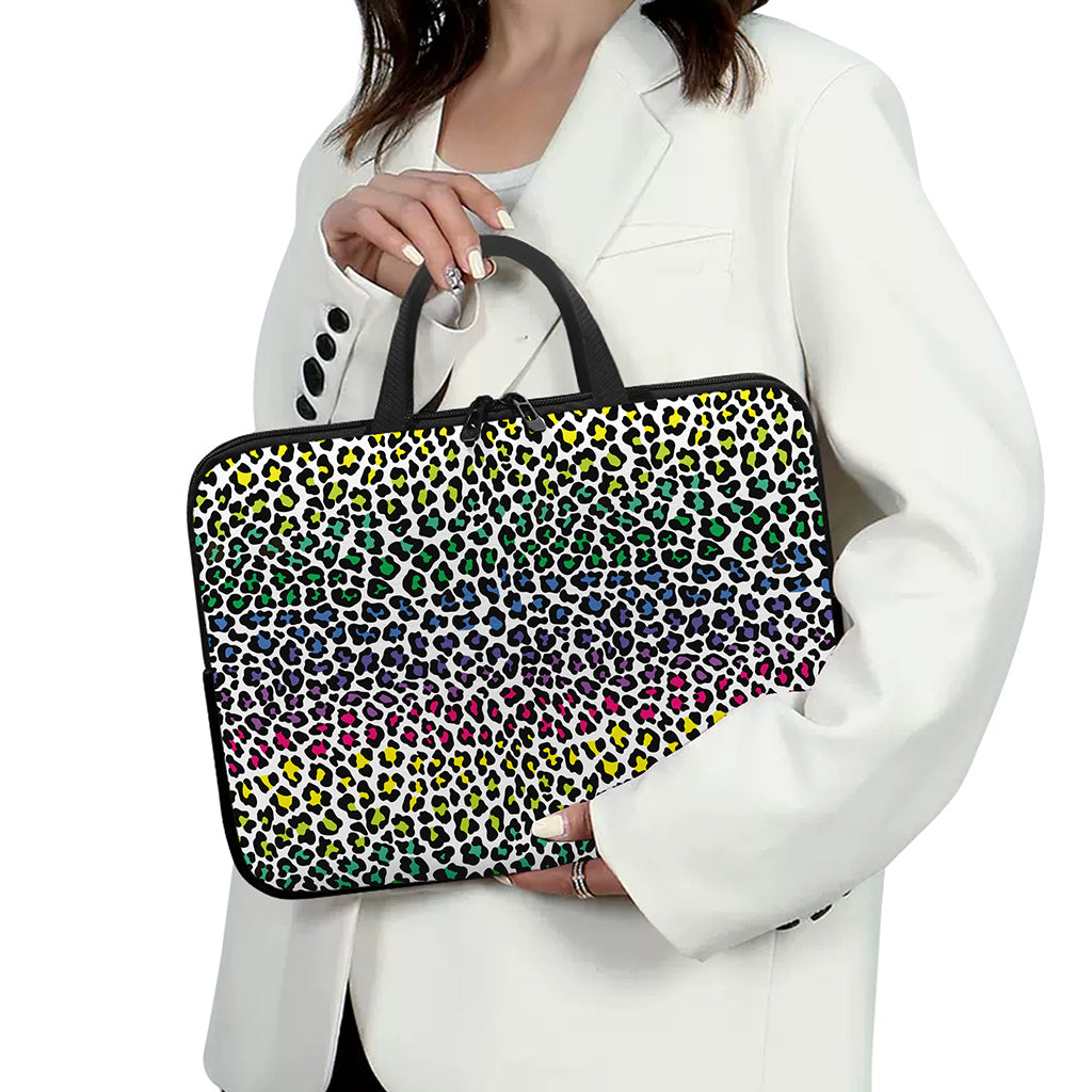 Colorful Leopard Print Laptop Sleeve With Handle