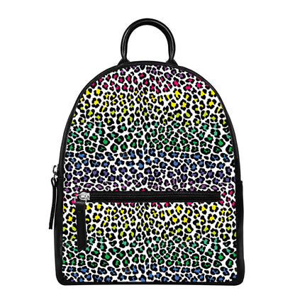 Colorful Leopard Print Leather Backpack