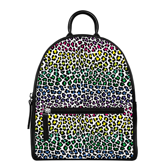 Colorful Leopard Print Leather Backpack