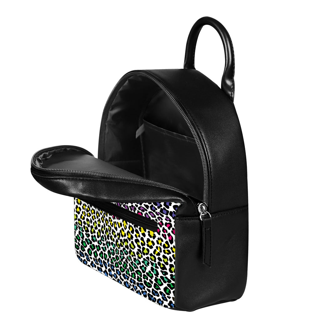 Colorful Leopard Print Leather Backpack