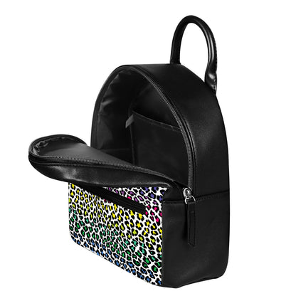 Colorful Leopard Print Leather Backpack
