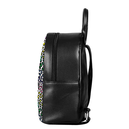 Colorful Leopard Print Leather Backpack