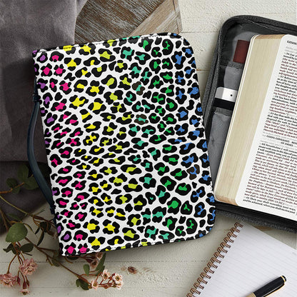 Colorful Leopard Print Leather Bible Cover