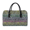 Colorful Leopard Print Leather Duffel Bag