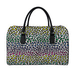 Colorful Leopard Print Leather Duffle Bag