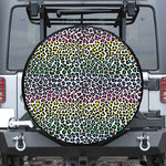 Colorful Leopard Print Leather Spare Tire Cover