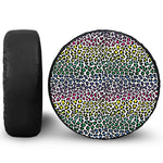 Colorful Leopard Print Leather Spare Tire Cover