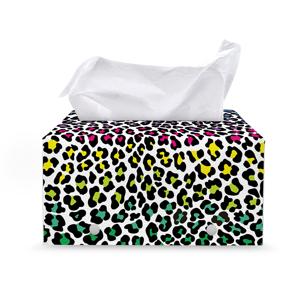 Colorful Leopard Print Leather Tissue Box Cover
