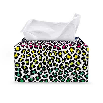 Colorful Leopard Print Leather Tissue Box Cover