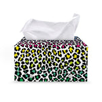 Colorful Leopard Print Leather Tissue Box Cover
