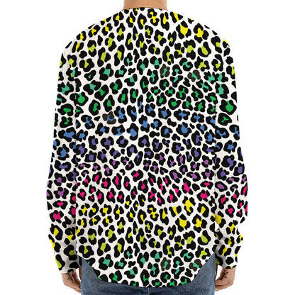 Colorful Leopard Print Long Sleeve Baseball Jersey