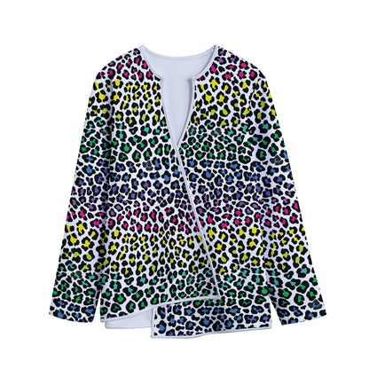 Colorful Leopard Print Long Sleeve Short Coat