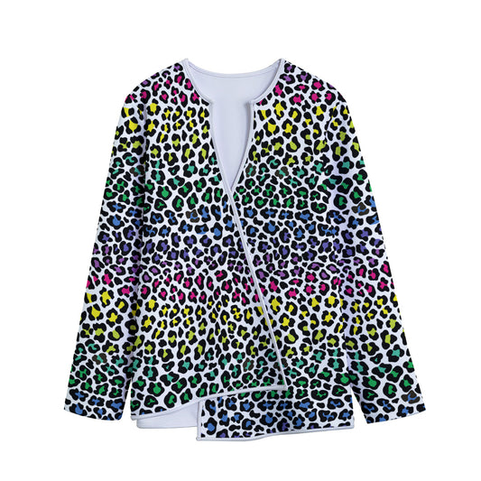 Colorful Leopard Print Long Sleeve Short Coat