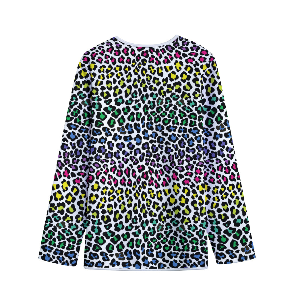 Colorful Leopard Print Long Sleeve Short Coat