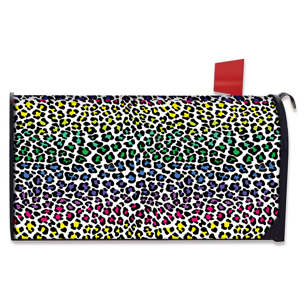 Colorful Leopard Print Mailbox Cover