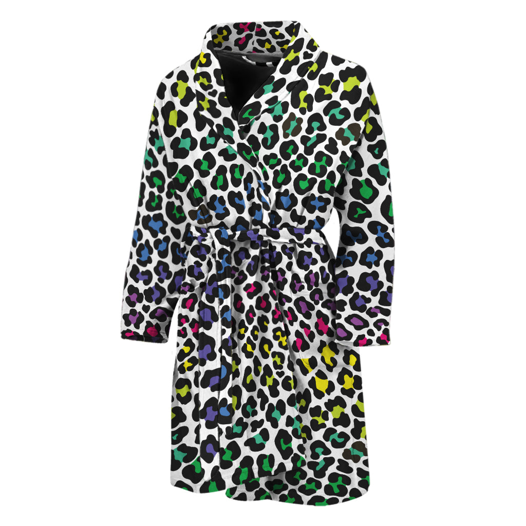Colorful Leopard Print Men's Bathrobe