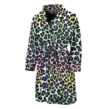 Colorful Leopard Print Men's Bathrobe
