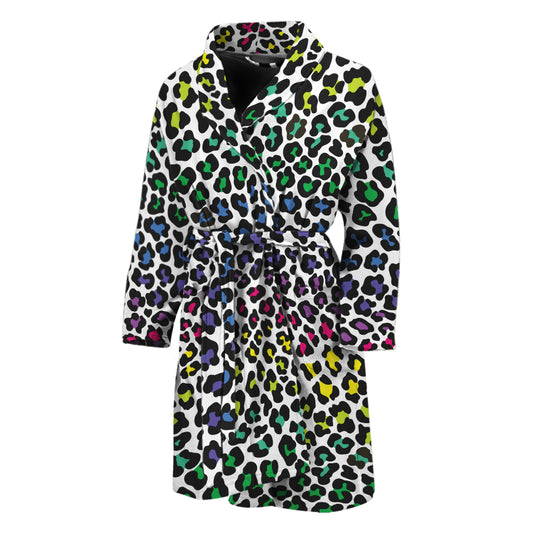 Colorful Leopard Print Men's Bathrobe