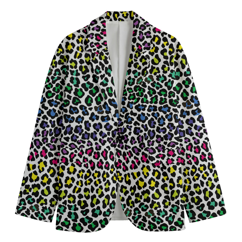 Colorful Leopard Print Men's Blazer