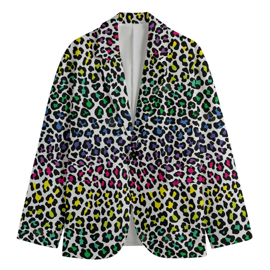 Colorful Leopard Print Men's Blazer