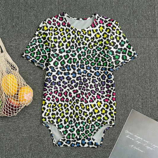 Colorful Leopard Print Men's Bodysuit