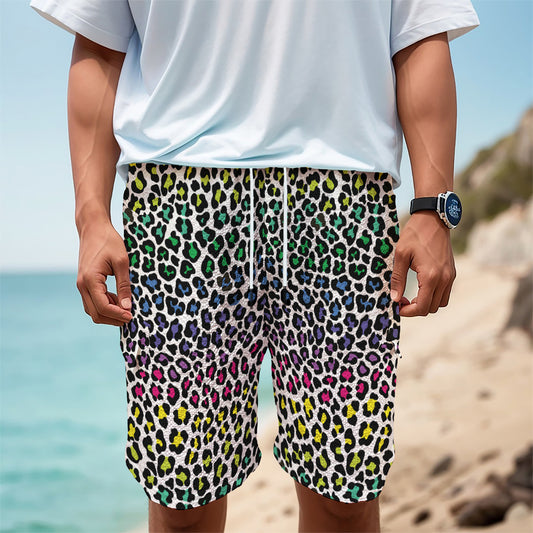 Colorful Leopard Print Men's Cargo Shorts