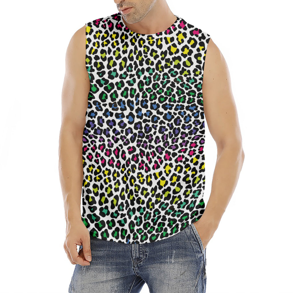 Colorful Leopard Print Men's Fitness Tank Top