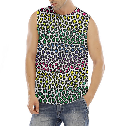 Colorful Leopard Print Men's Fitness Tank Top
