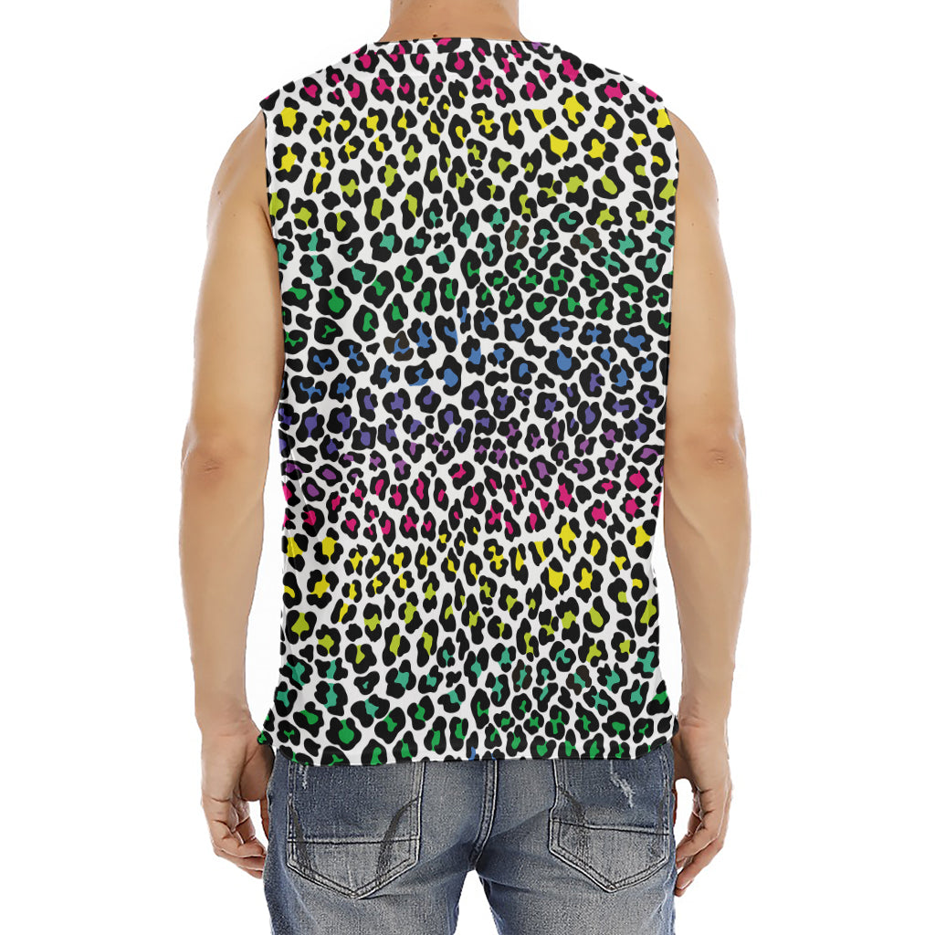 Colorful Leopard Print Men's Fitness Tank Top