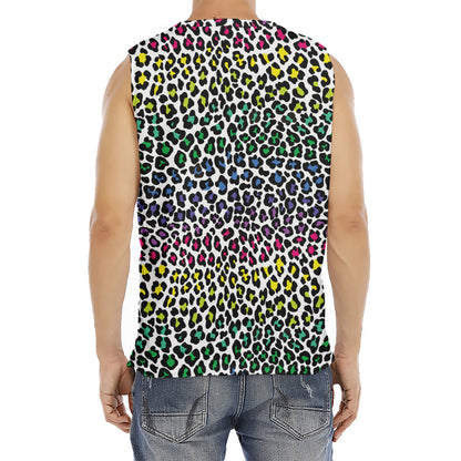 Colorful Leopard Print Men's Fitness Tank Top