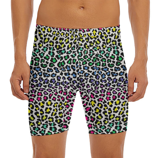 Colorful Leopard Print Men's Long Boxer Briefs
