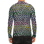 Colorful Leopard Print Men's Long Sleeve Rash Guard