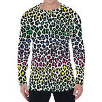 Colorful Leopard Print Men's Long Sleeve T-Shirt