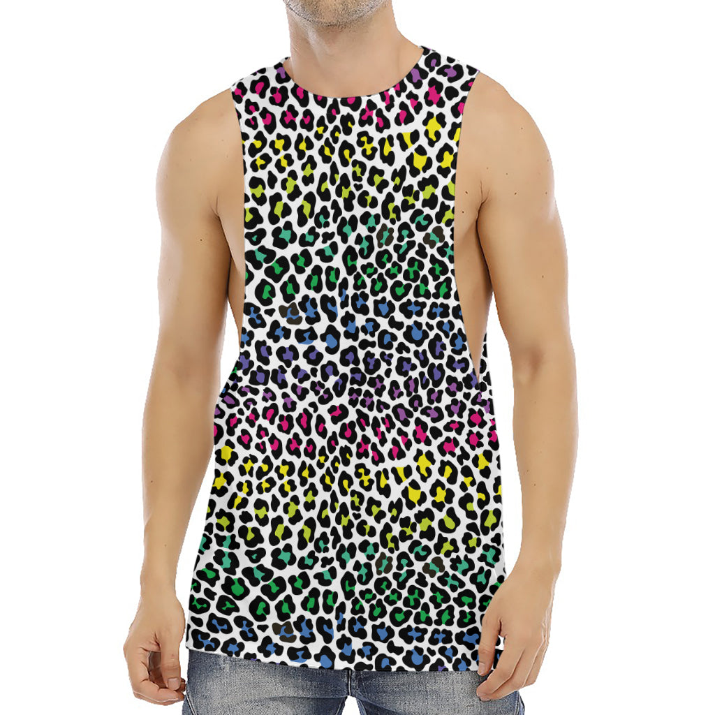 Colorful Leopard Print Men's Muscle Tank Top