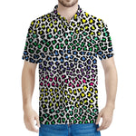 Colorful Leopard Print Men's Polo Shirt