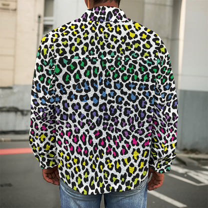 Colorful Leopard Print Men's Shirt Jacket