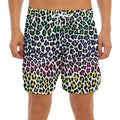 Colorful Leopard Print Men's Split Running Shorts