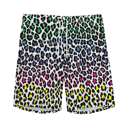 Colorful Leopard Print Men's Sports Shorts